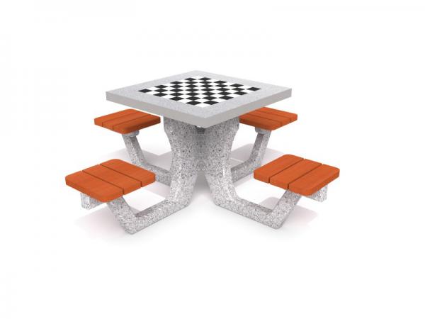 Betontisch "Schach / Dame" quadratisch