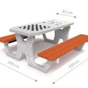 Doppelspieltisch aus Beton Schach/Ludo