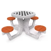 Sitzgruppe aus Beton Schach-/Damespiel