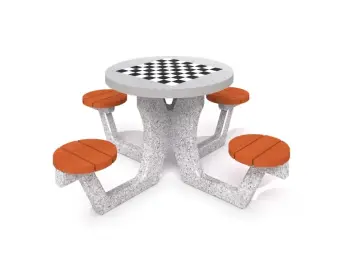 Sitzgruppe aus Beton Schach-/Damespiel