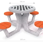 Sitzgruppe aus Beton Schach-/Damespiel
